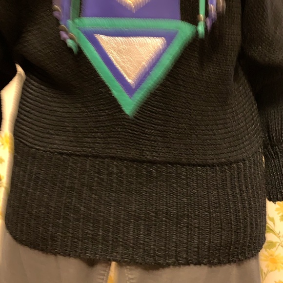 Augustina Vintage Leather Aztec Sweater size M - Picture 8 of 14